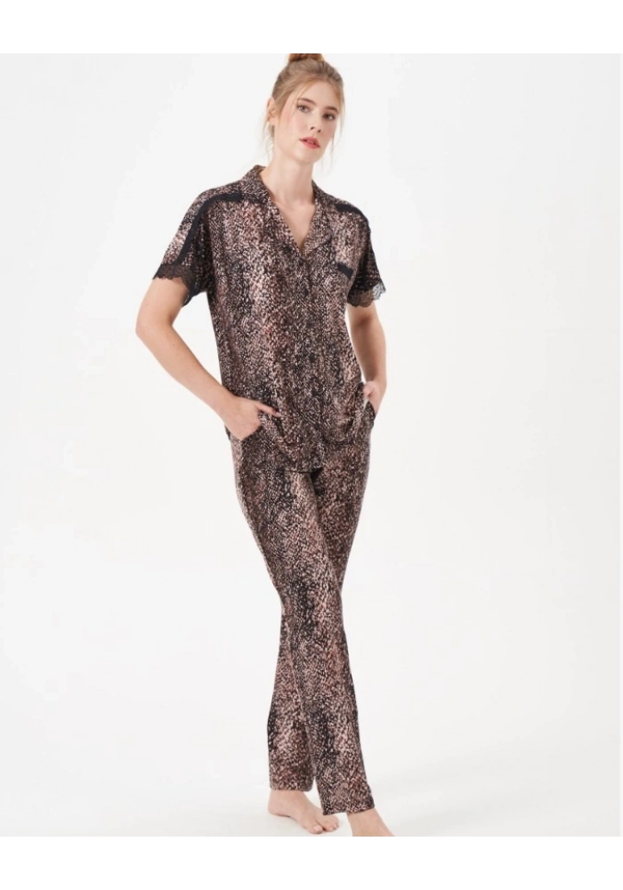 Pjs 29068 Kadın Kısa Kollu Düğmeli Pijama Takım