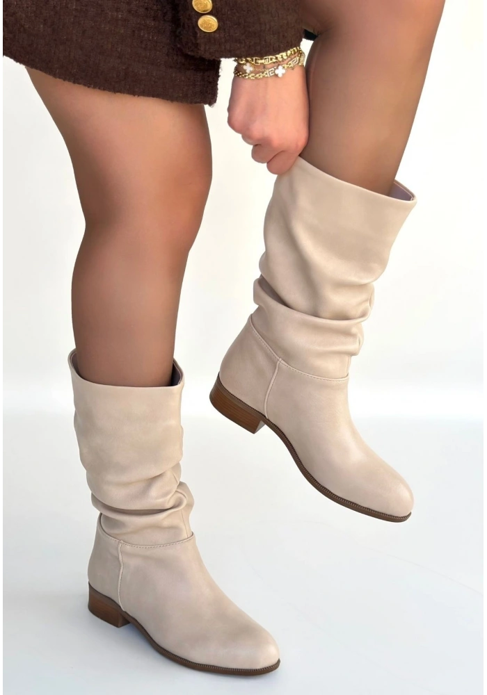Plod Bej Cilt Körüklü Çizme
