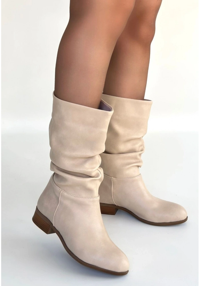 Plod Bej Cilt Körüklü Çizme