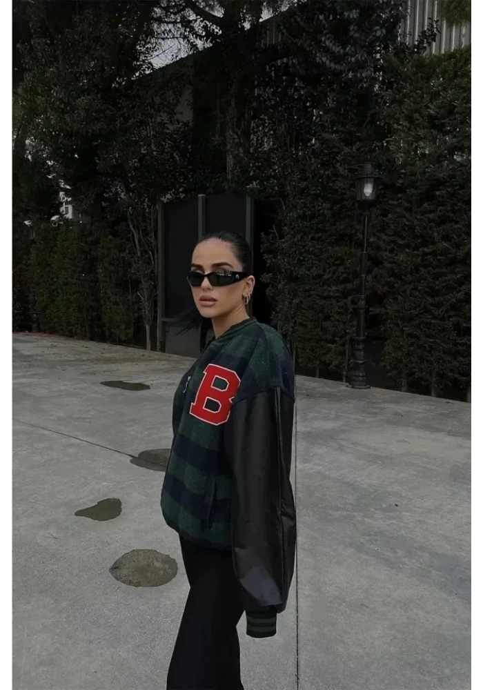 Pötikare Desen Nakışlı Kolej Ceket - Haki
