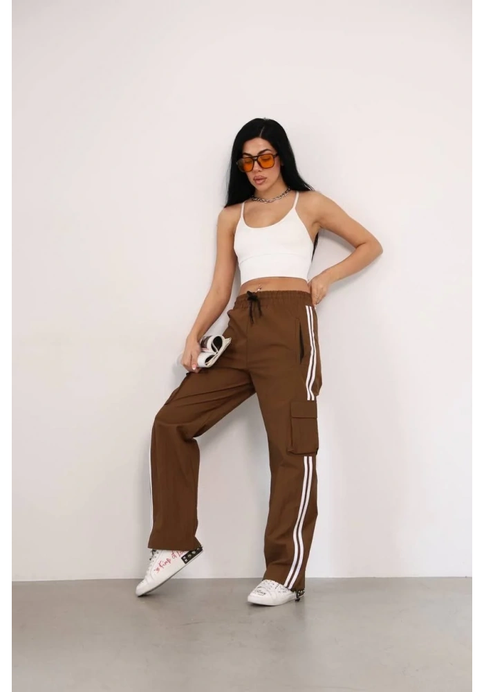 Praşut Kargo Çeplı Baggy Esofman - Kahve
