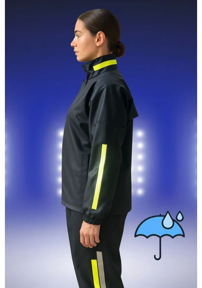 Premium Kadın Motorcu Kurye Yağmurluk Takım Su Geçirmez PVC Kumaş Reflektörlü TÜBİTAK Onaylı - Siyah