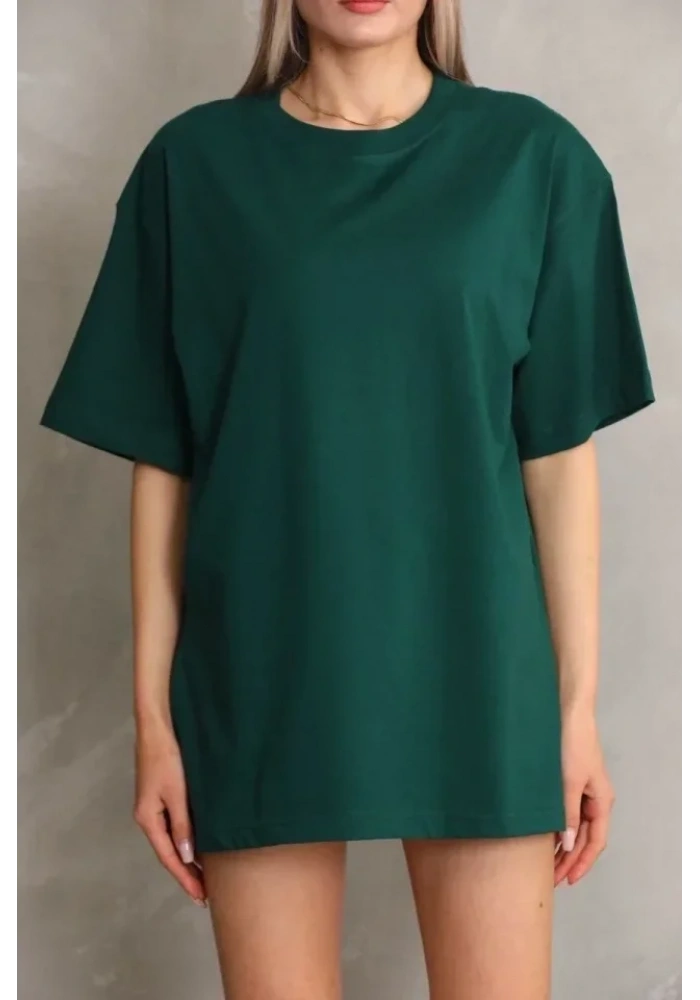 Regular Fit Tişört Bisiklet Yaka Yazlık Kısa Kol Basıc T-Shirt - Yeşil