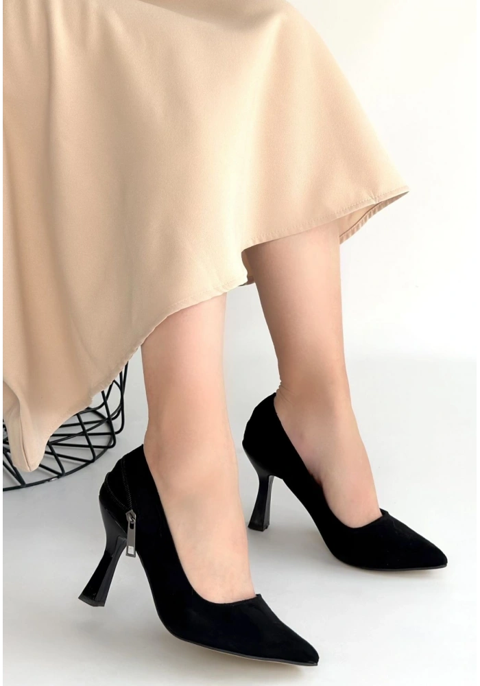 Retta Siyah Süet Topuklu Ayakkabı