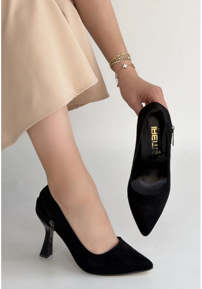 Retta Siyah Süet Topuklu Ayakkabı