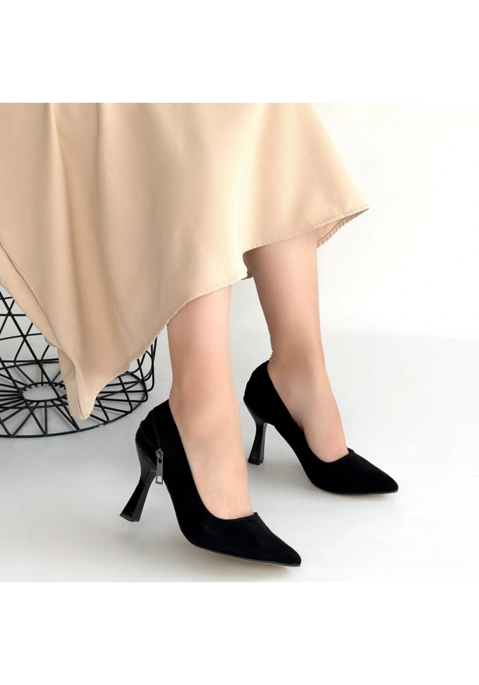 Retta Siyah Süet Topuklu Ayakkabı