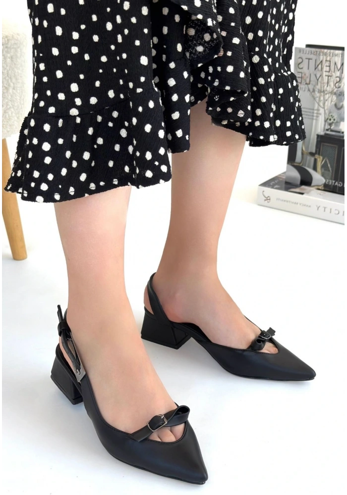 Rewat Siyah Cilt Topuklu Ayakkabı