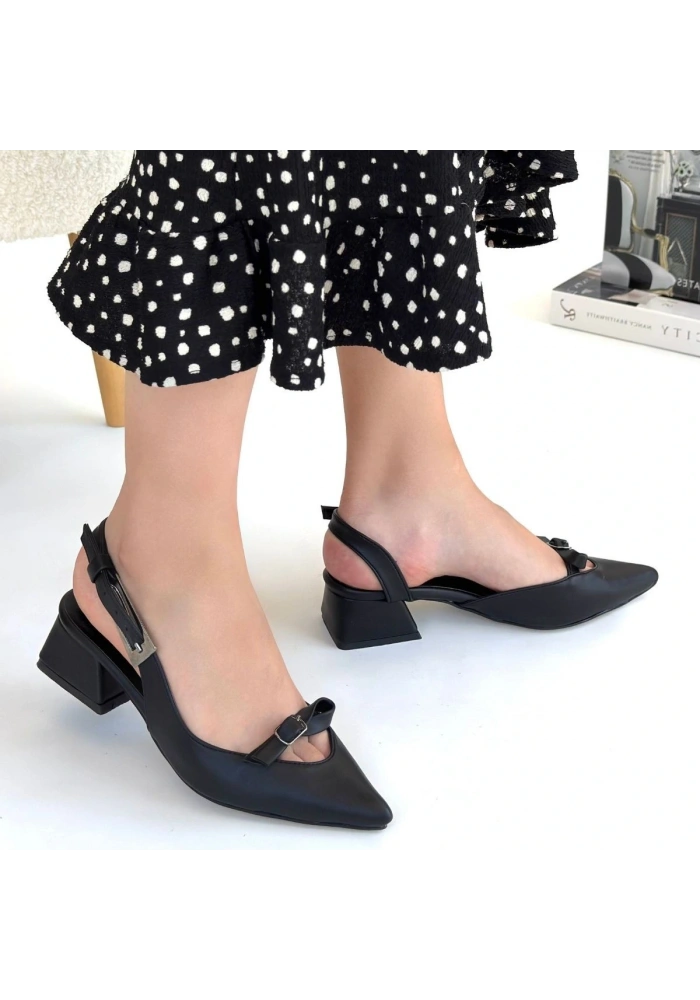 Rewat Siyah Cilt Topuklu Ayakkabı