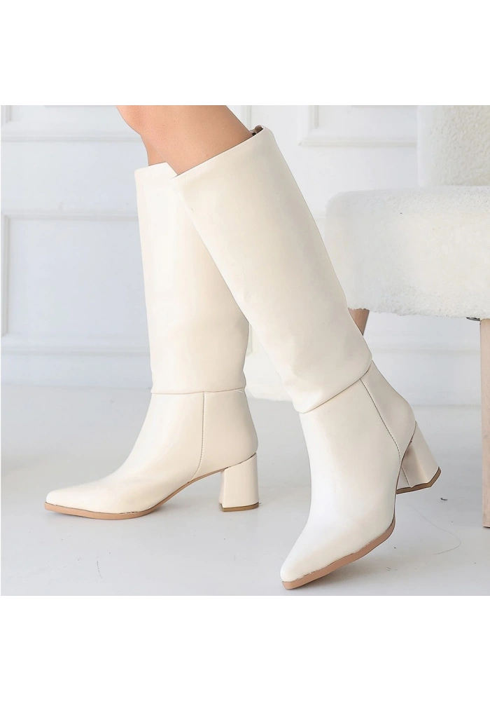 Roksa Ten Cilt Topuklu Çizme