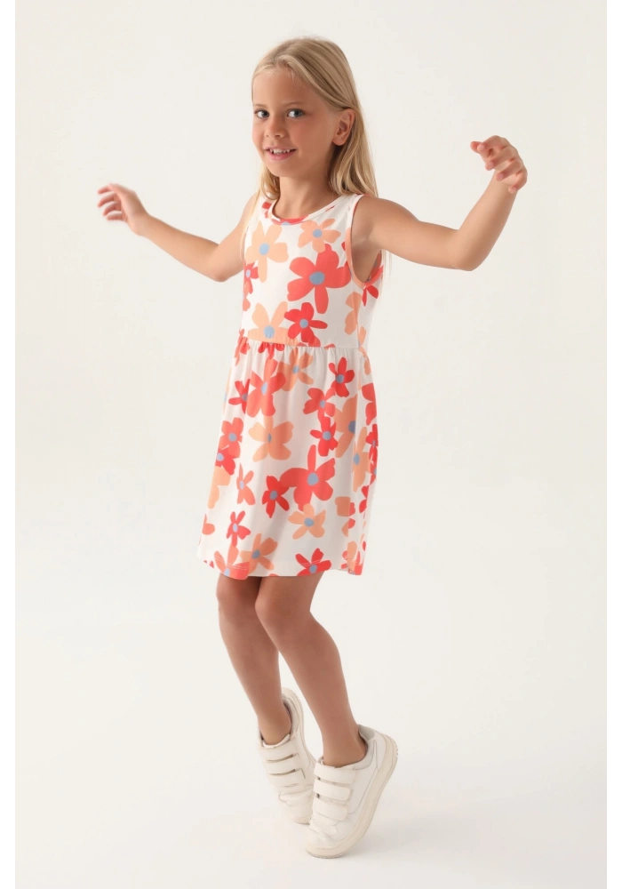 Roly Poly 3393-3 Kız Çocuk Çiçekli Elbise