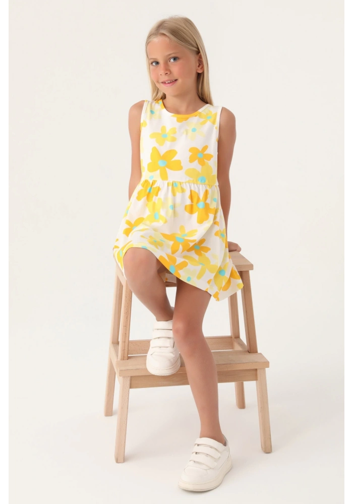 Roly Poly 3393-3 Kız Çocuk Çiçekli Elbise