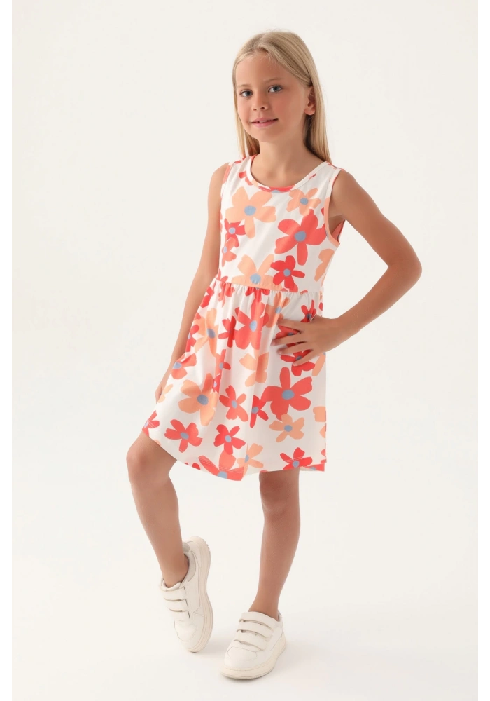 Roly Poly 3393-3 Kız Çocuk Çiçekli Elbise