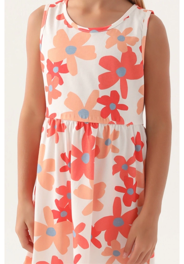 Roly Poly 3393-3 Kız Çocuk Çiçekli Elbise