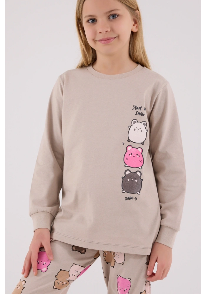 RolyPoly 3704-2 Kız Çocuk Uzun Kol Pijama Takım