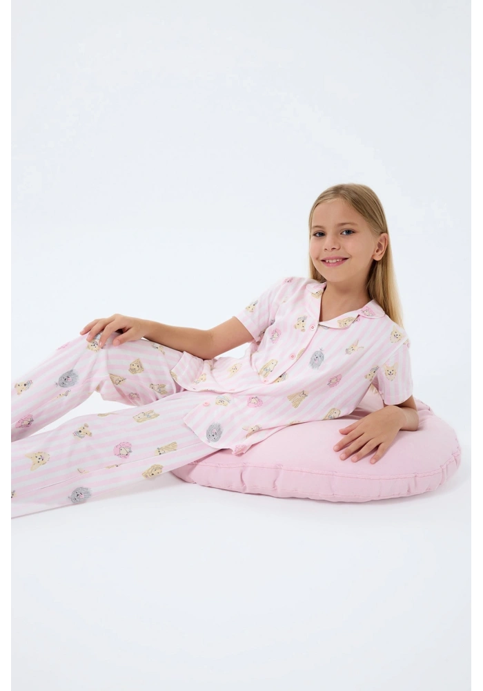 RolyPoly 3809-G Kız Çocuk Gömlek Pijama Takım