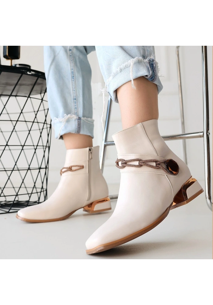 Roxani Bej Cilt Topuklu Bot