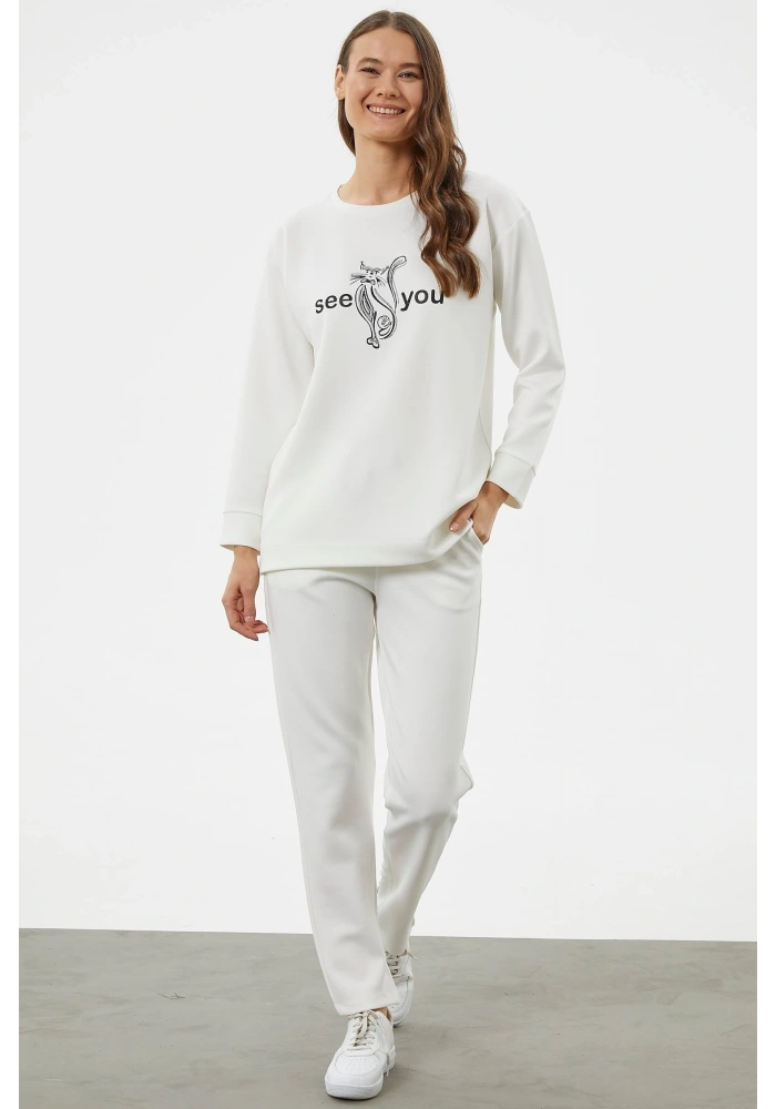 Sementa 76233 Baskılı Sıfır Yaka Oversize Eşofman Takım