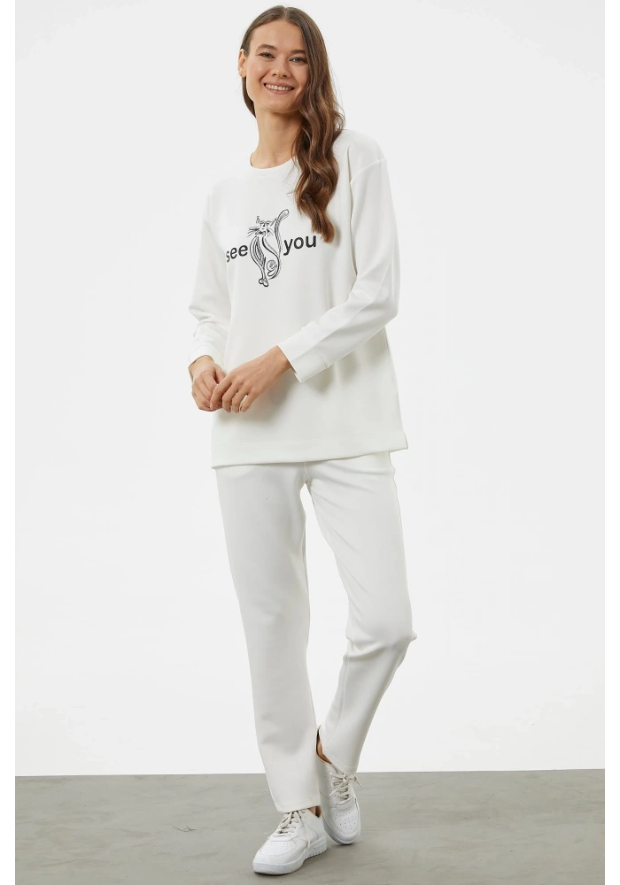 Sementa 76233 Baskılı Sıfır Yaka Oversize Eşofman Takım