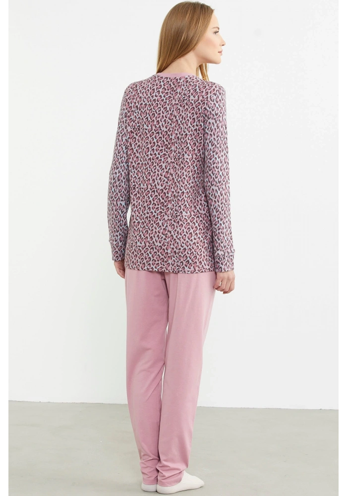 Sementa 76413 Rahat Kalıp Leopar Kombinli Pijama Takım