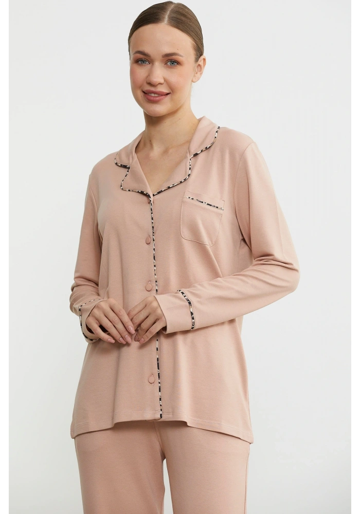 Sementa 76444 Düz Renk Gömlek Model Pijama Takım