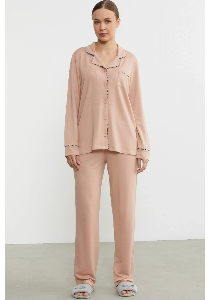 Sementa 76444 Düz Renk Gömlek Model Pijama Takım