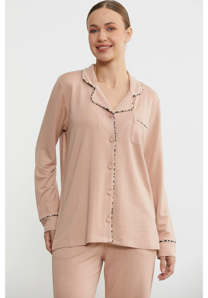 Sementa 76444 Düz Renk Gömlek Model Pijama Takım