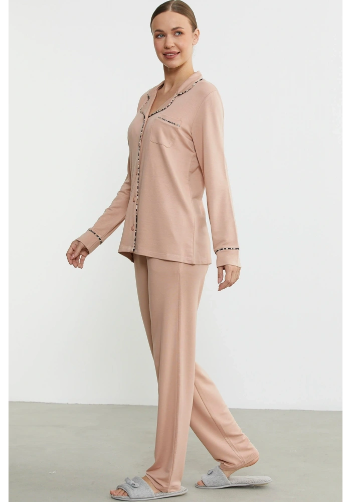 Sementa 76444 Düz Renk Gömlek Model Pijama Takım