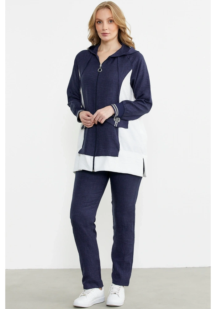Sementa 76448 Keten Görünümlü Kapüşonlu Tunik Takım