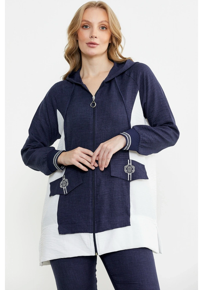 Sementa 76448 Keten Görünümlü Kapüşonlu Tunik Takım