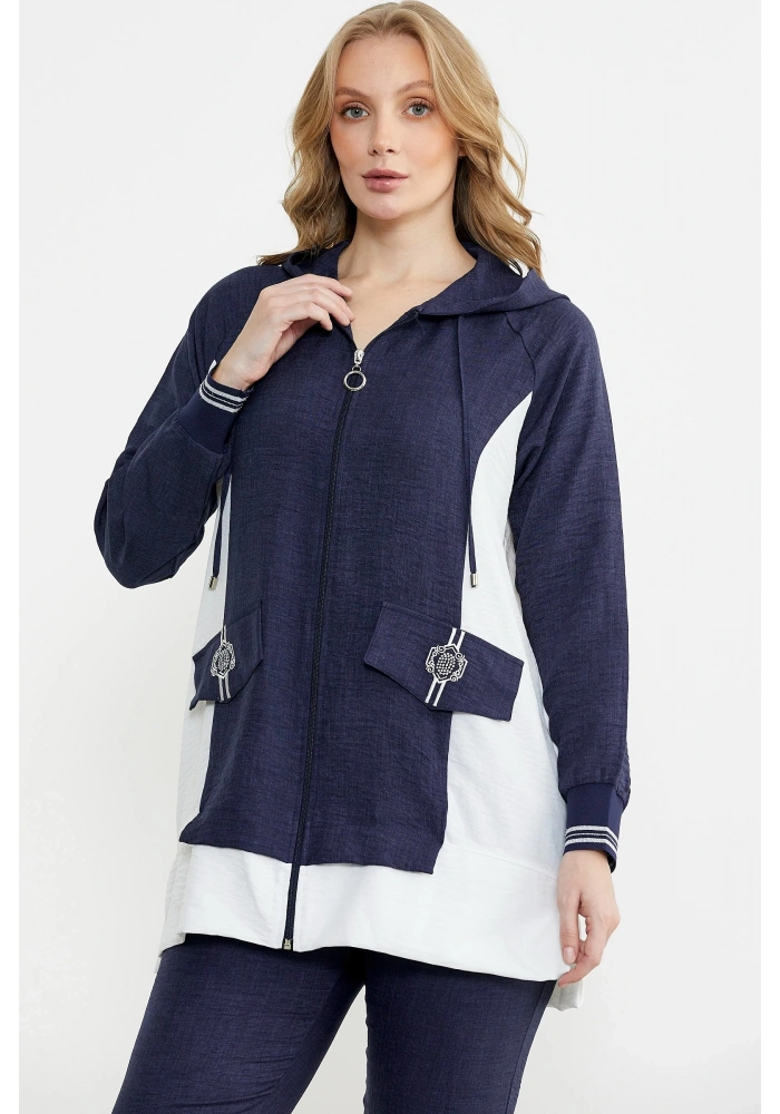 Sementa 76448 Keten Görünümlü Kapüşonlu Tunik Takım