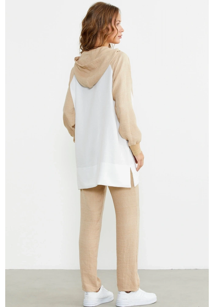Sementa 76448 Keten Görünümlü Kapüşonlu Tunik Takım