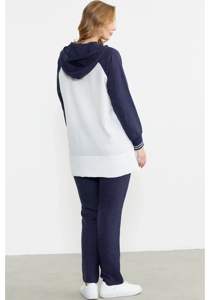 Sementa 76448 Keten Görünümlü Kapüşonlu Tunik Takım