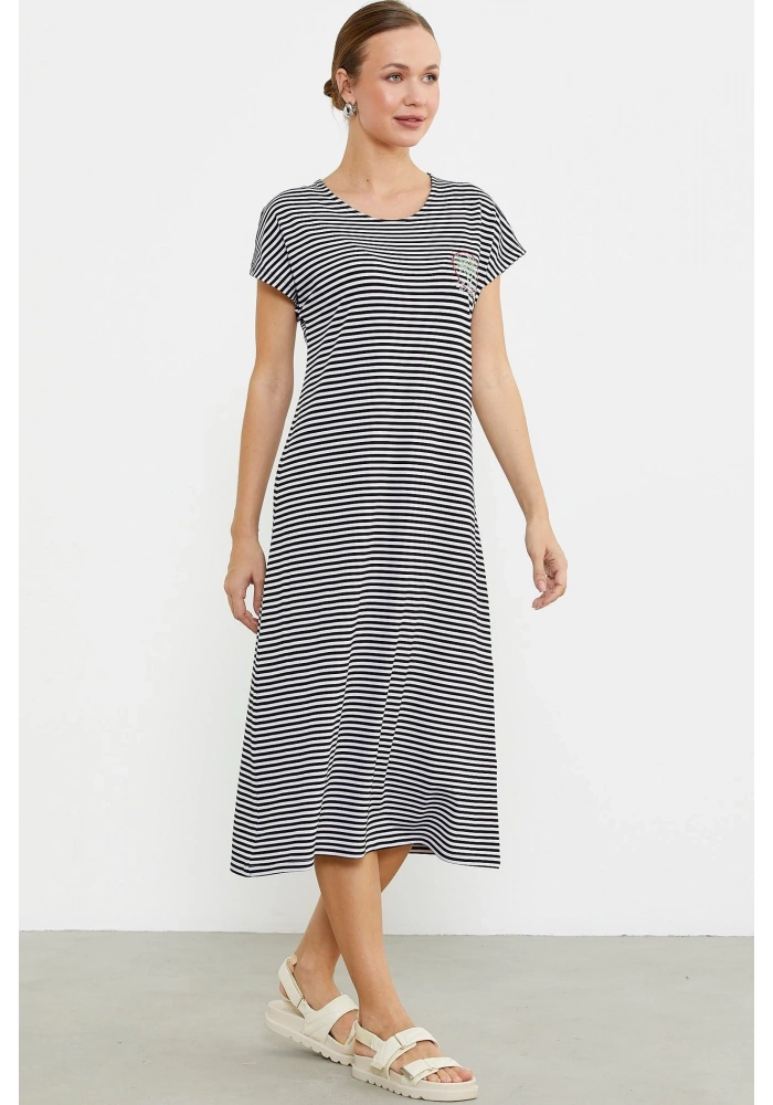 Sementa 77489 Nakış Detaylı Marine Penye Elbise