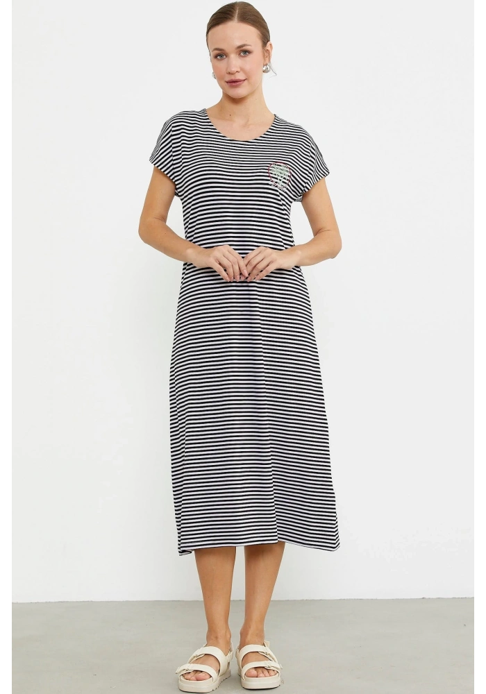 Sementa 77489 Nakış Detaylı Marine Penye Elbise