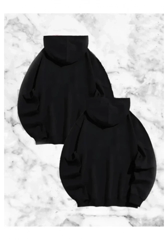 Sevgili Çift Kombini Örümcek Baskılı Kapüşonlu Sweatshirt Hoodie - Siyah