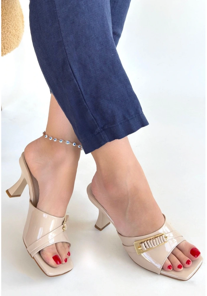 Sief Bej Rugan Topuklu Terlik