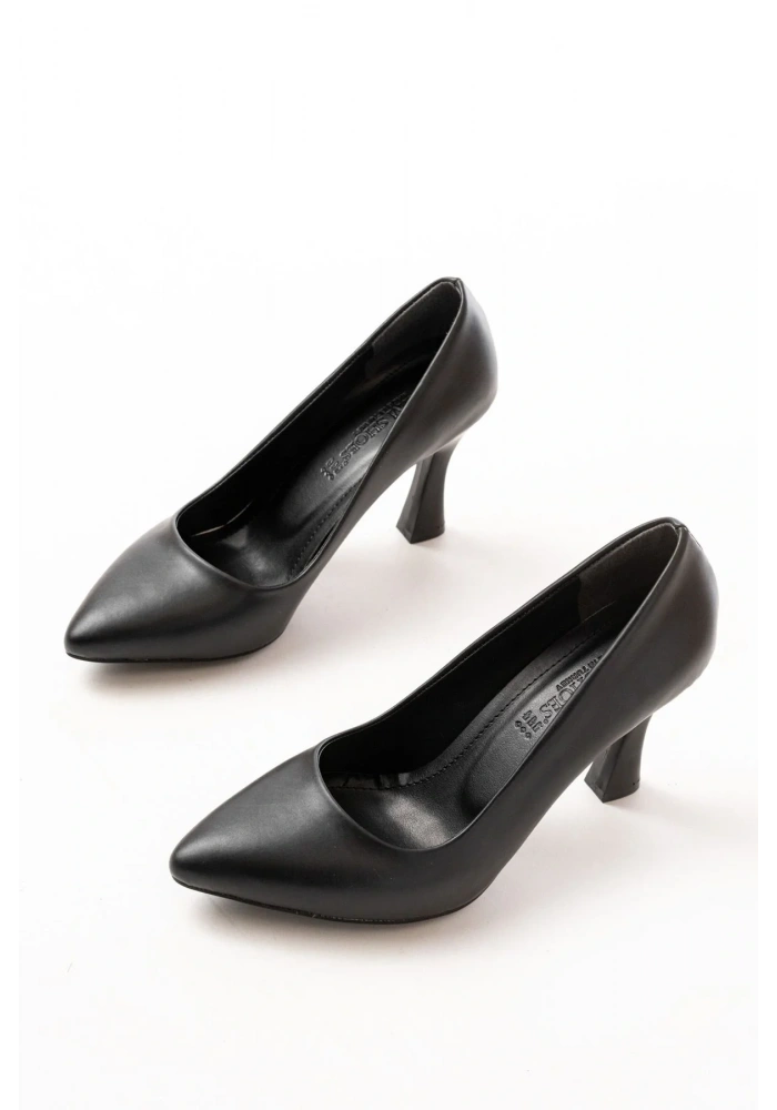 ST-001 Siyah Günlük 9 cm Topuklu Bayan Stiletto Ayakkabı