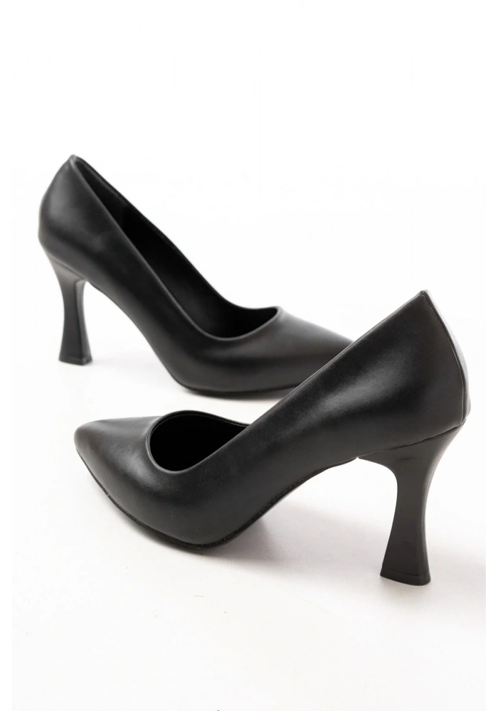 ST-001 Siyah Günlük 9 cm Topuklu Bayan Stiletto Ayakkabı