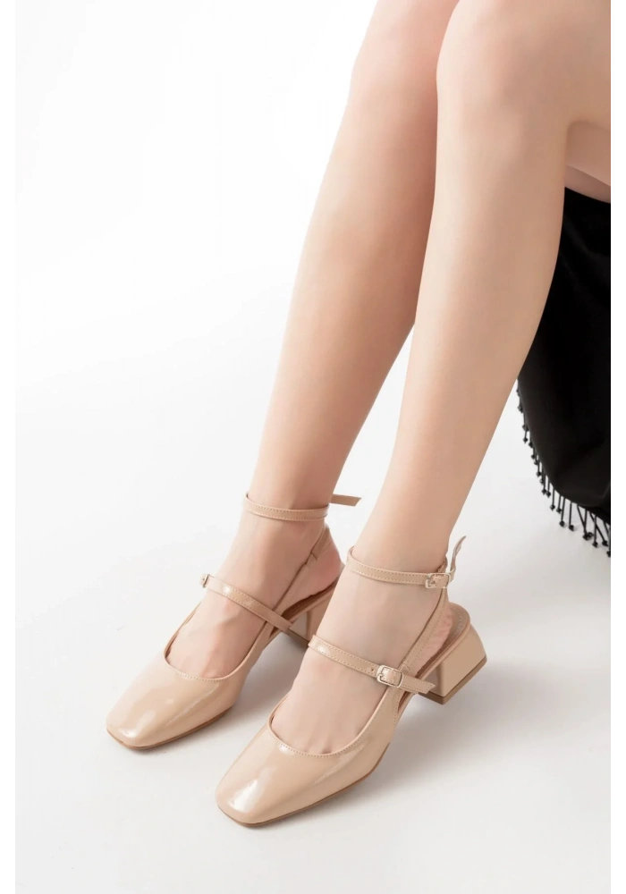 ST-003 Nut Rugan Günlük 4 cm Topuklu Bayan Ayakkabı