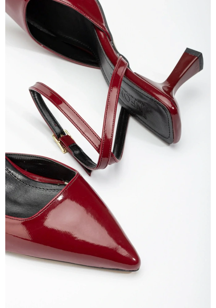 ST-004 Bordo Rugan Günlük 7 cm Topuklu Bayan Ayakkabı