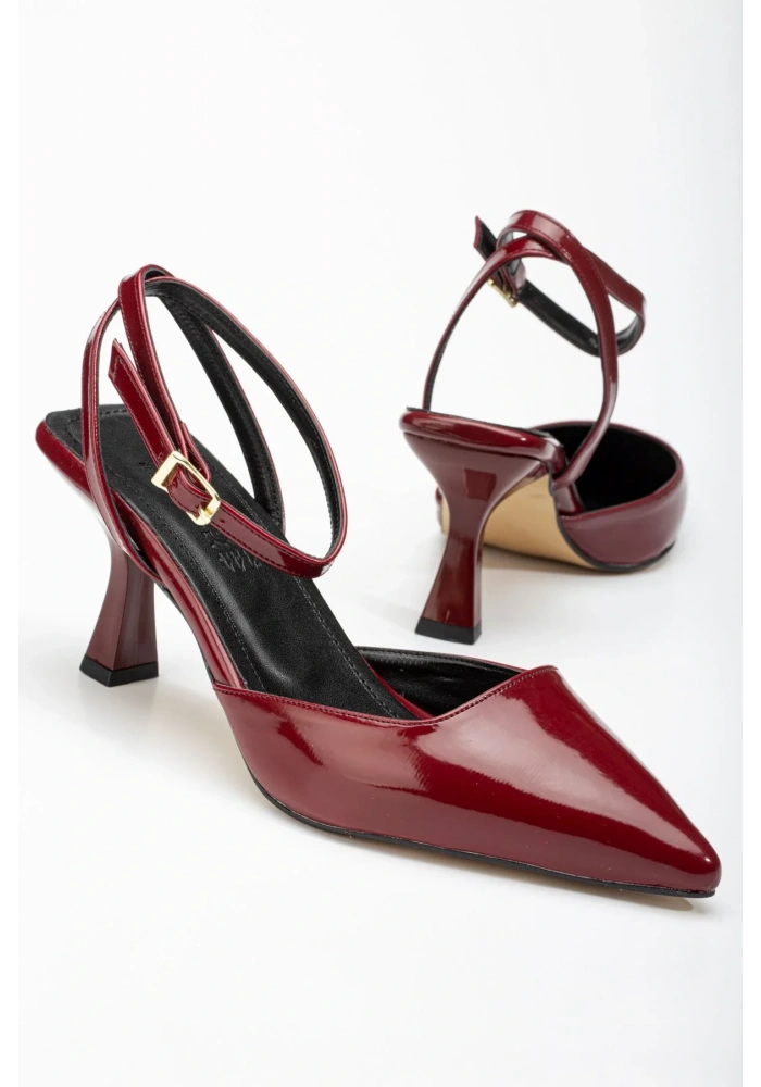 ST-004 Bordo Rugan Günlük 7 cm Topuklu Bayan Ayakkabı