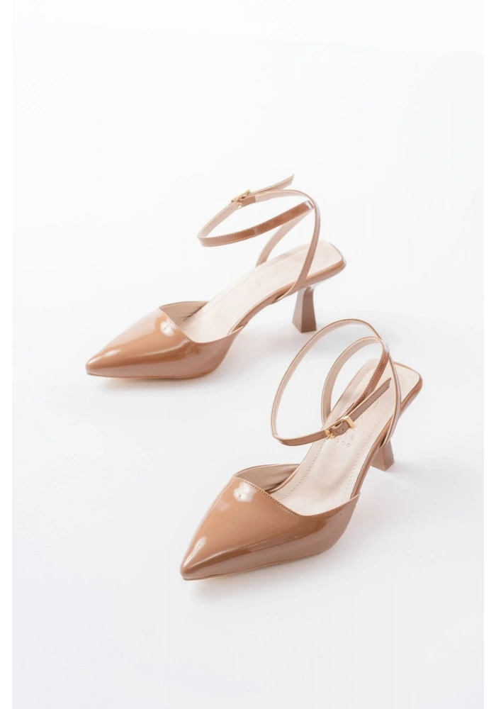 ST-004 Vizon Rugan Günlük 7 cm Topuklu Bayan Ayakkabı