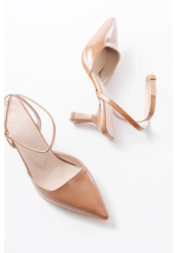 ST-004 Vizon Rugan Günlük 7 cm Topuklu Bayan Ayakkabı