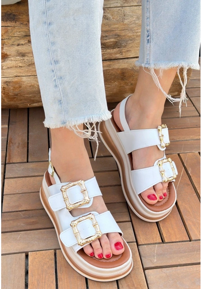 Stan Beyaz Cilt Sandalet