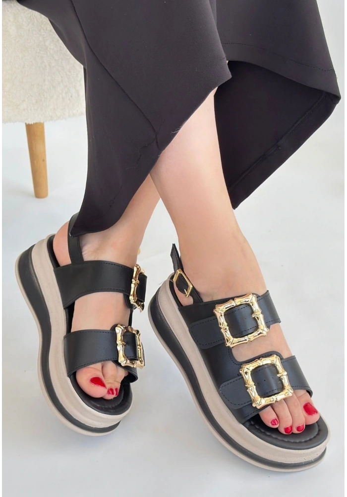 Stan Siyah Cilt Sandalet