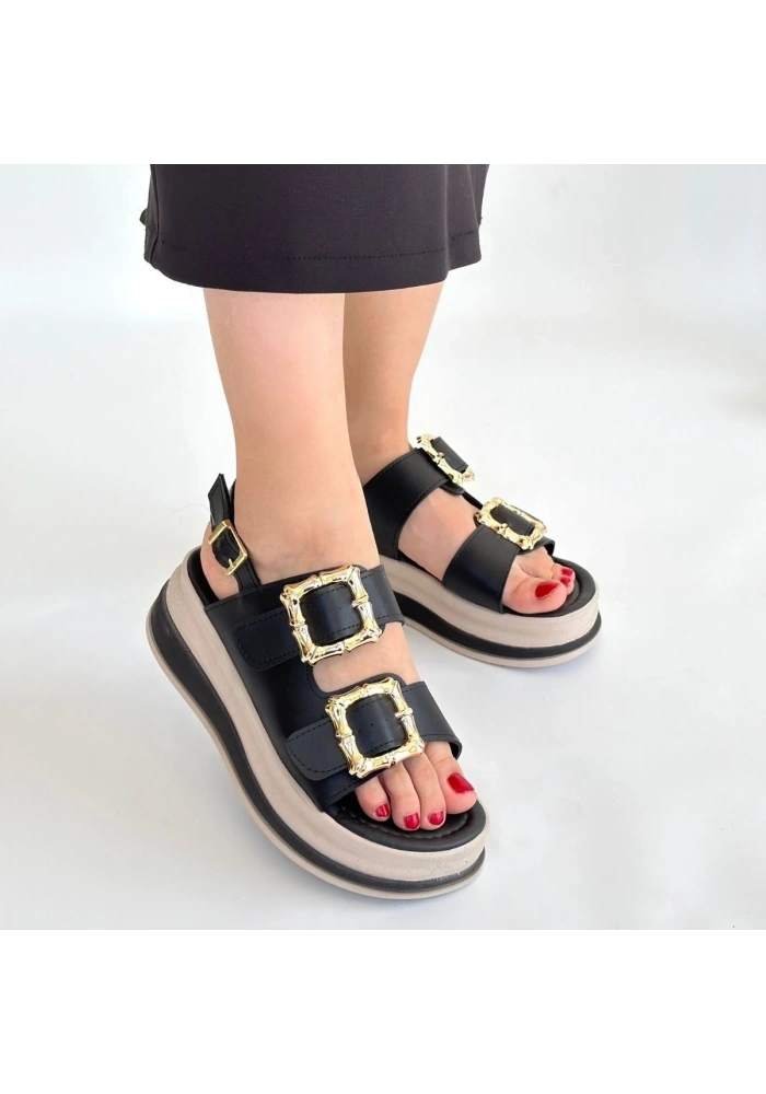 Stan Siyah Cilt Sandalet