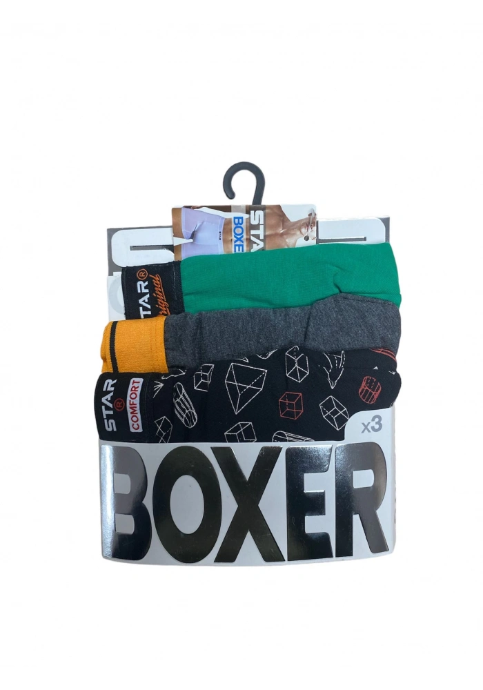 Star 105 Desenli Jakar Erkek 3lü Kemer Boxer