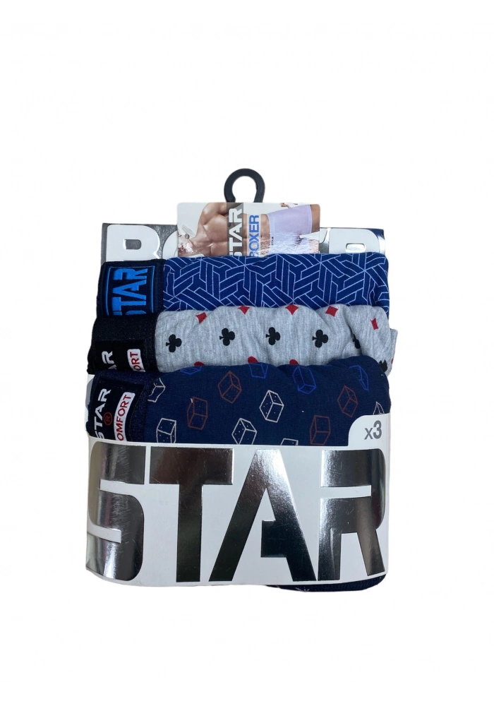 Star 105 Desenli Jakar Erkek 3lü Kemer Boxer