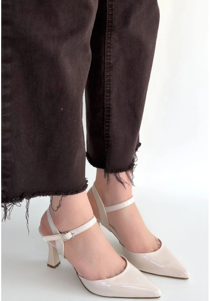 Suden Bej Rugan Topuklu Ayakkabı