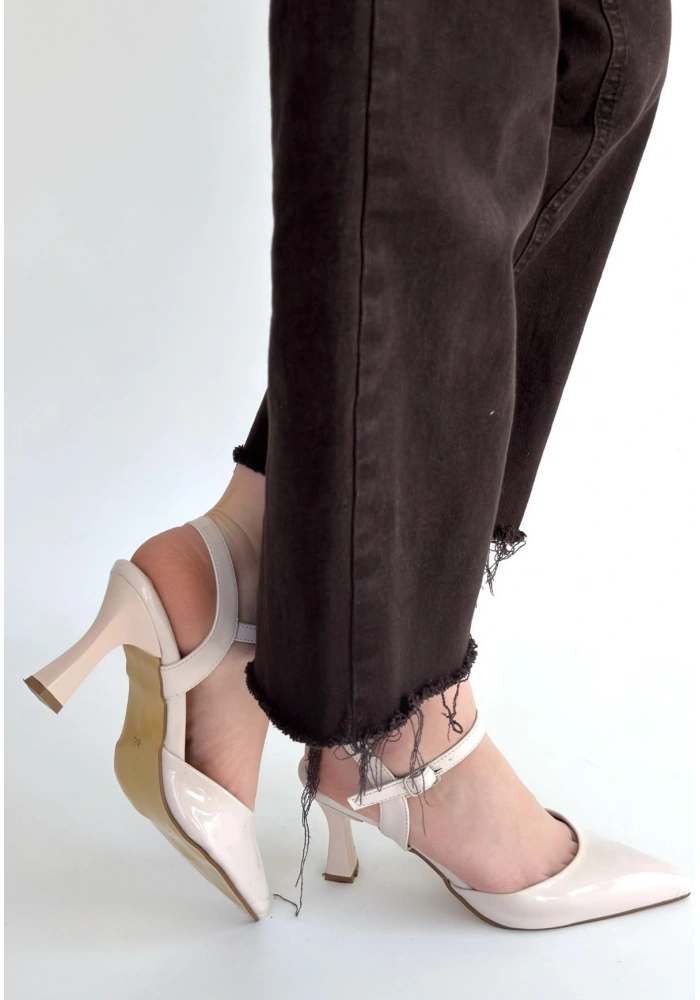 Suden Bej Rugan Topuklu Ayakkabı